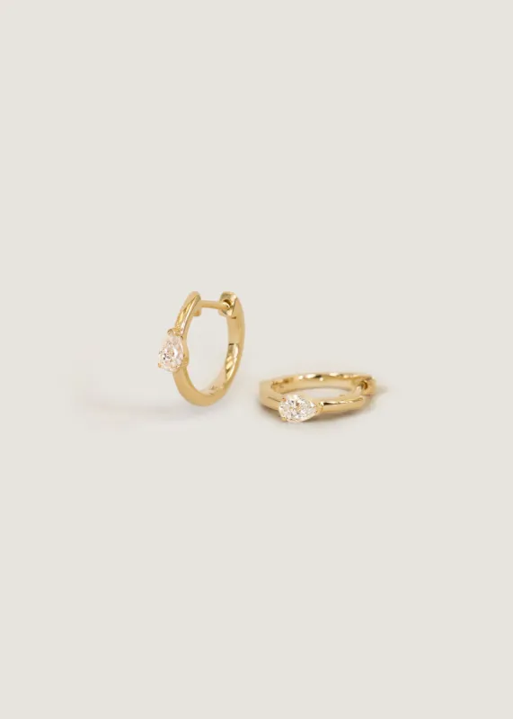 Teardrop Huggie Earrings Diamond sold by Kinn