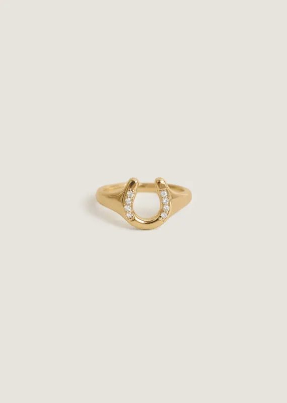Horseshoe Signet Ring Diamond sold by Kinn