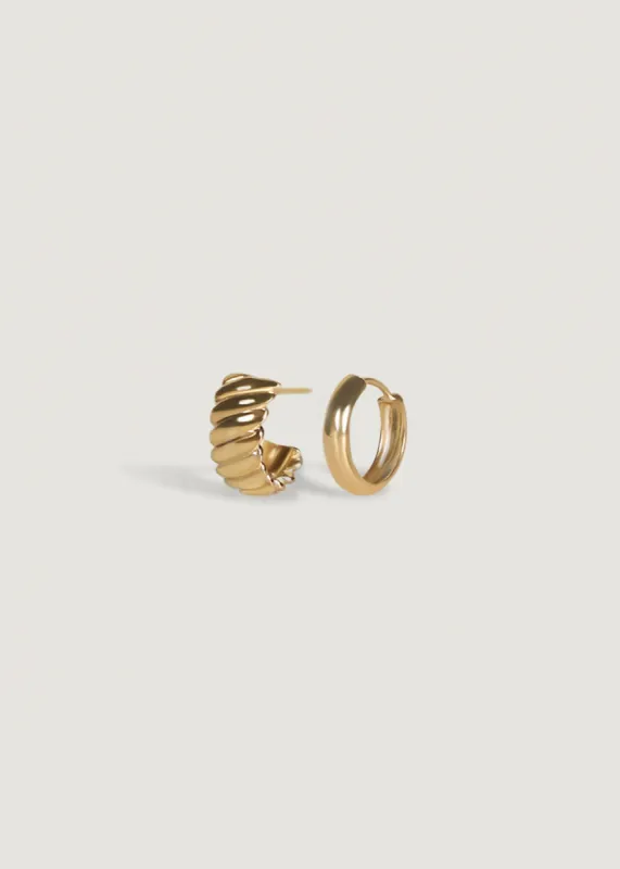 Claudine Twist & Classic Huggie Earring Stack sold by Kinn