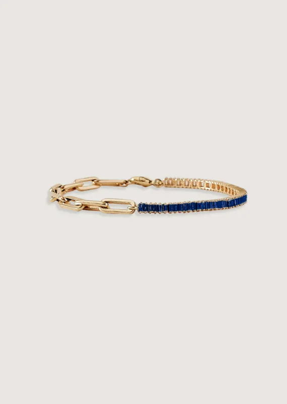 Serena Baguette Tennis Link Bracelet Blue Sapphire sold by Kinn