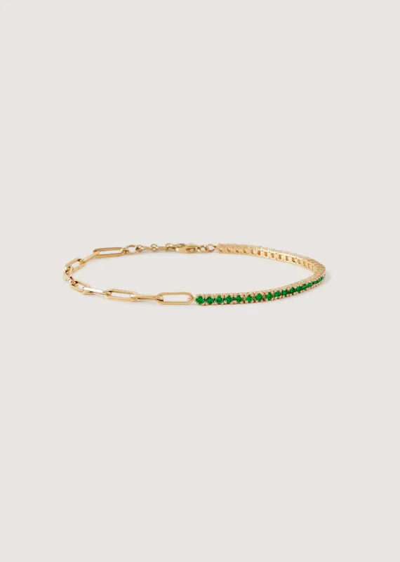 Coco Round Tennis Link Bracelet Emerald sold by Kinn