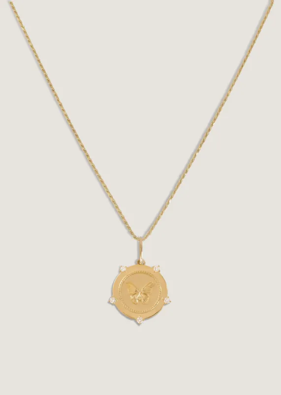 Butterfly Coin Necklace Diamond sold by Kinn