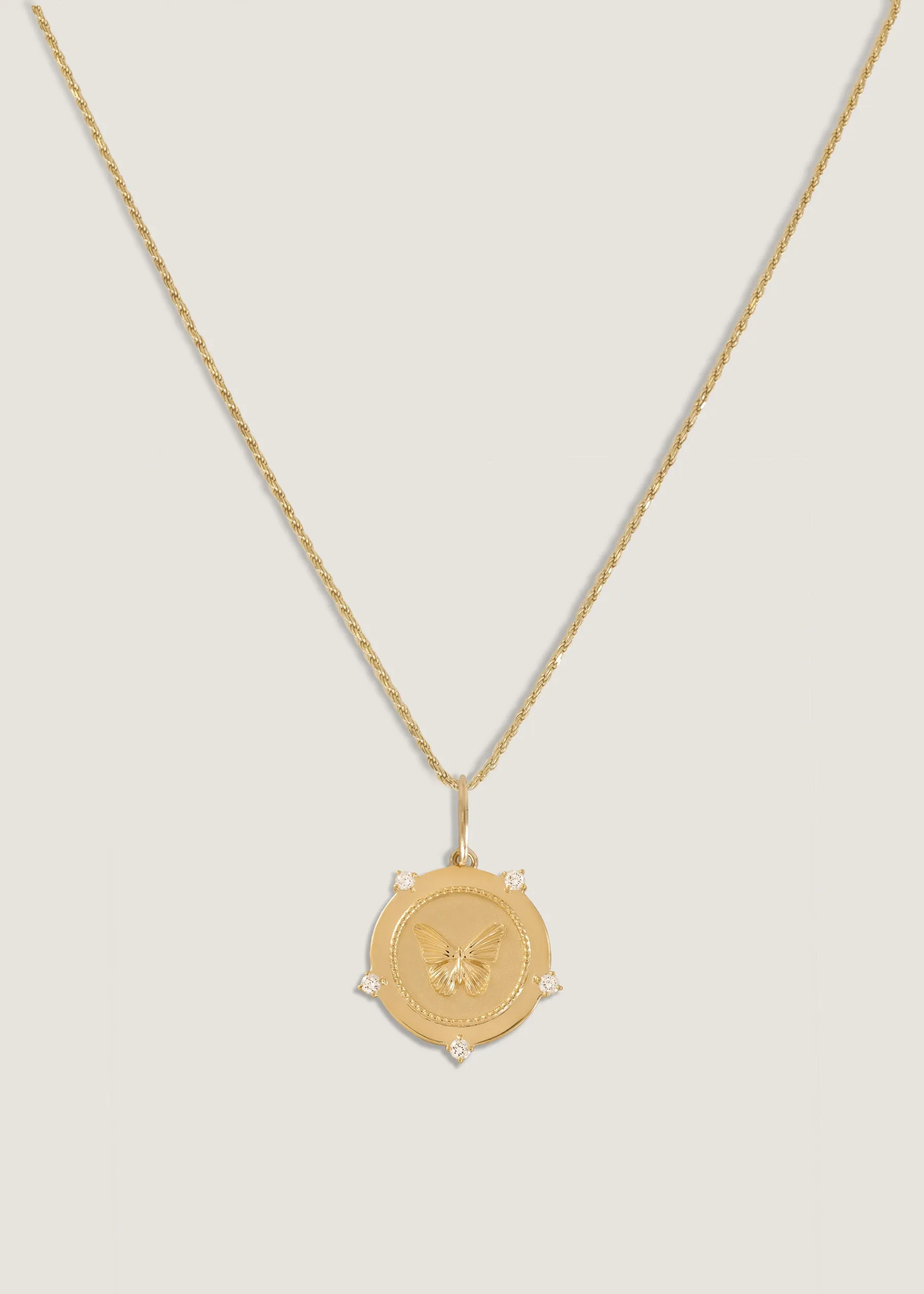 Butterfly Coin Necklace Diamond sold by Kinn