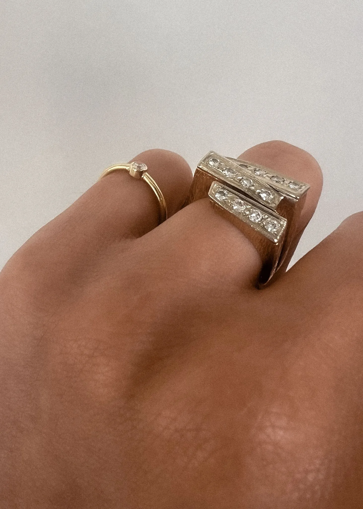 Vintage Three Row Diamond Ring sold by Kinn product image thumbnail 3