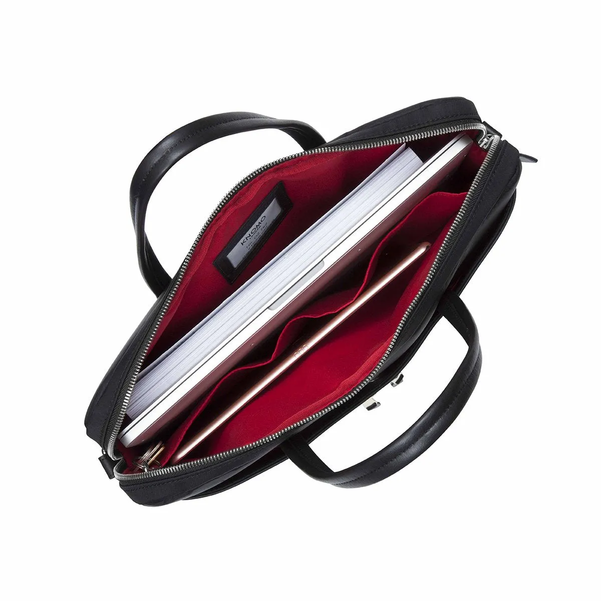 Slim Briefcase with single compartment 14” laptop in black sold by Knomo product image thumbnail 4