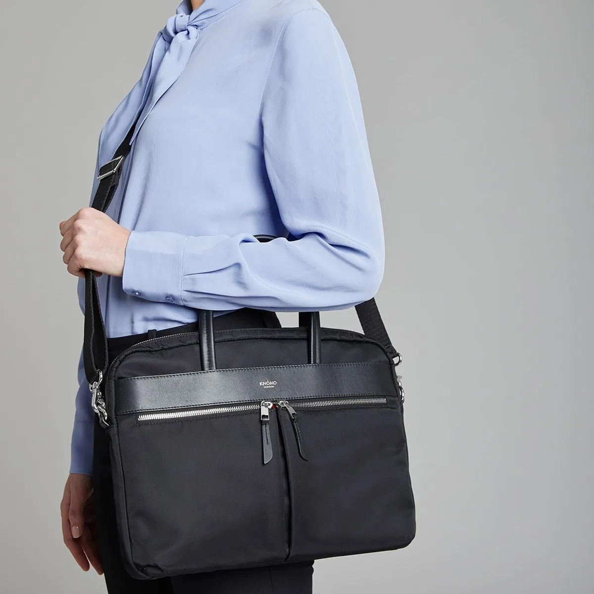 Slim Briefcase with single compartment 14” laptop in black sold by Knomo product image thumbnail 2