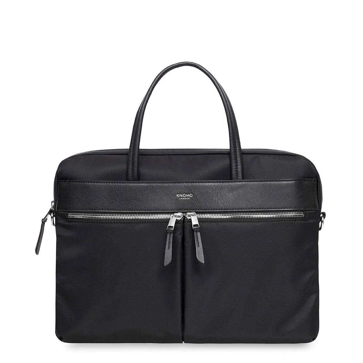 Slim Briefcase with single compartment 14” laptop in black sold by Knomo
