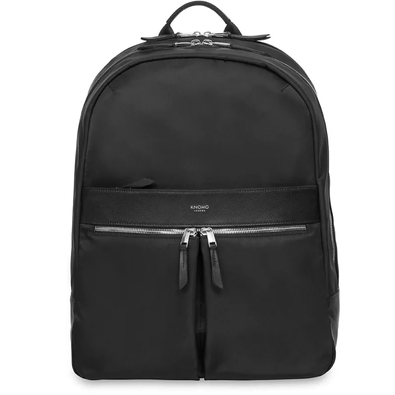Large Laptop Backpack in Black with Silver Hardware sold by Knomo