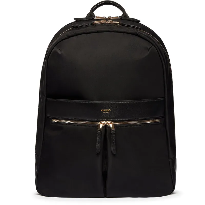 Large Laptop Backpack in Black with Gold Hardware sold by Knomo