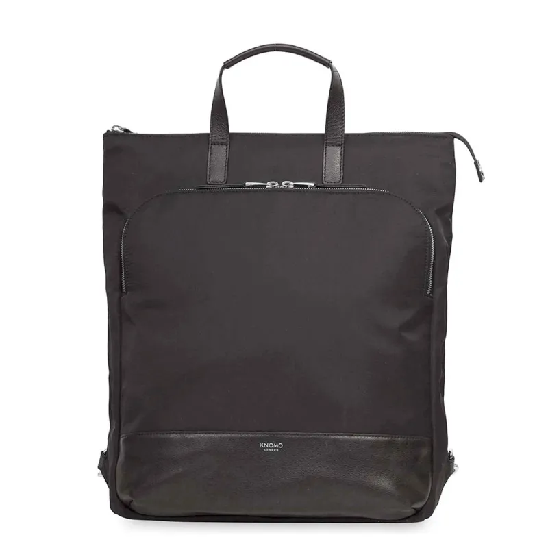 Hybrid Laptop Tote Backpack in Black with Silver Hardware sold by Knomo