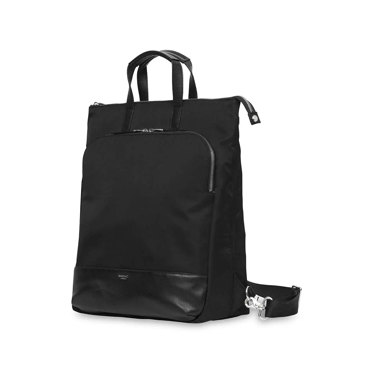 Hybrid Laptop Tote Backpack in Black with Silver Hardware sold by Knomo product image thumbnail 3