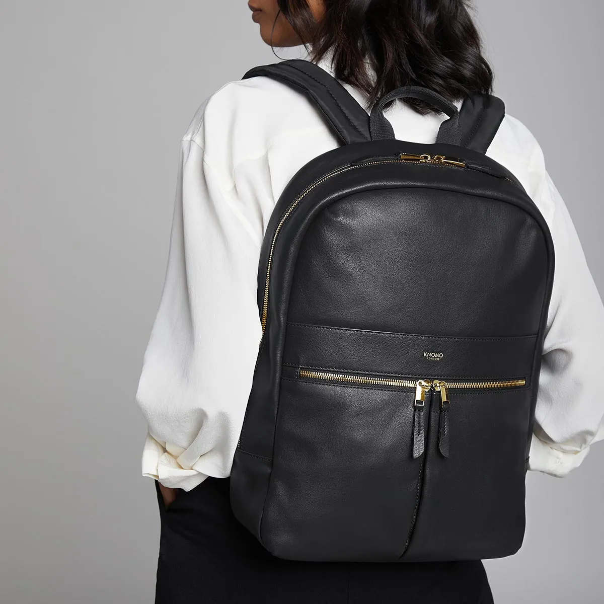 15" Laptop Backpack in Black Leather sold by Knomo product image thumbnail 2