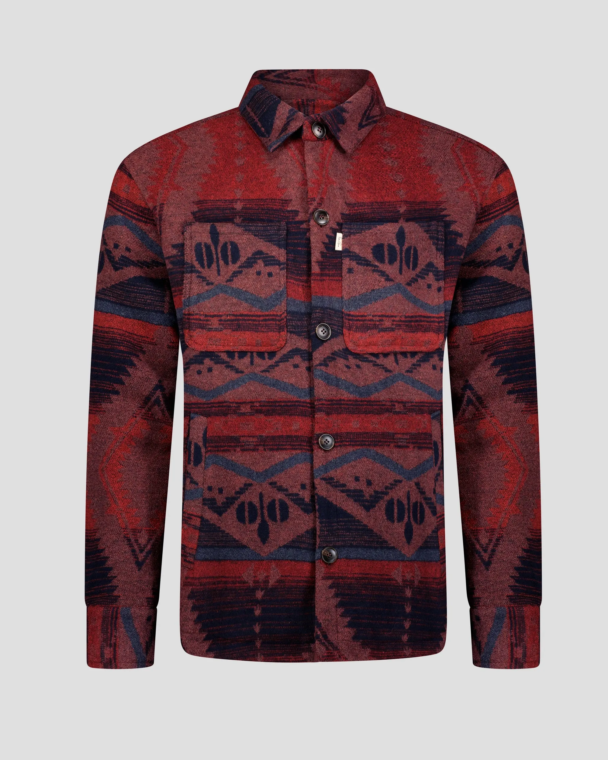 Southern Gents Quilted Aztec Shirt Jacket - Navy + Beet sold by Southern Gents