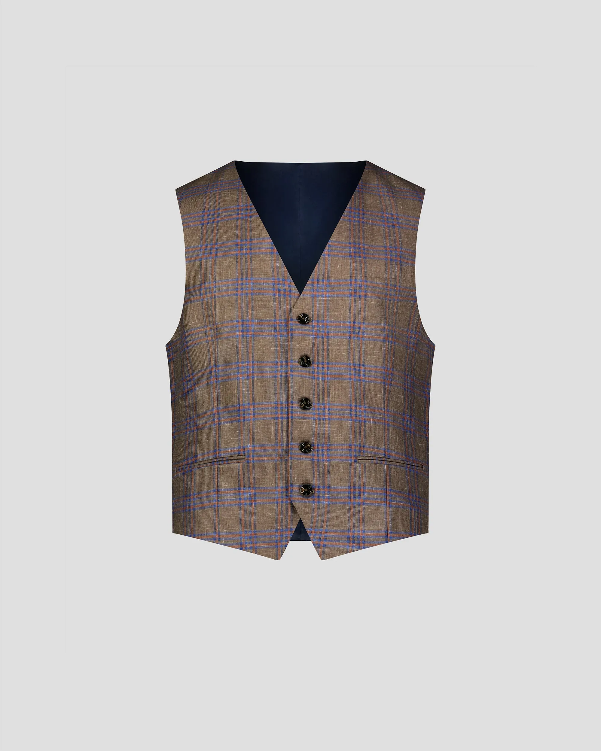 SG Single Breasted Vest - Khaki + Orange Plaid sold by Southern Gents