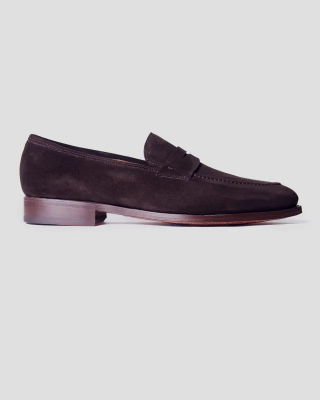 Smithson Penny Loafer V2 – Dark Brown Suede sold by Southern Gents