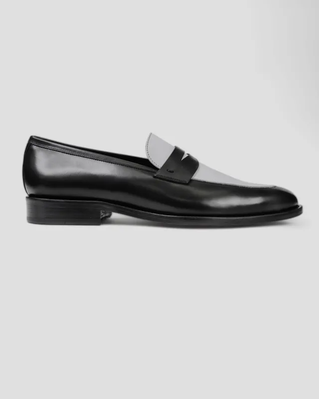 Smithson Penny Loafer – Black + White sold by Southern Gents