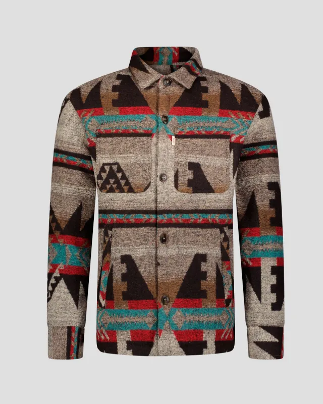 SG Quilted Aztec Shirt Jacket - Brown + Teal sold by Southern Gents