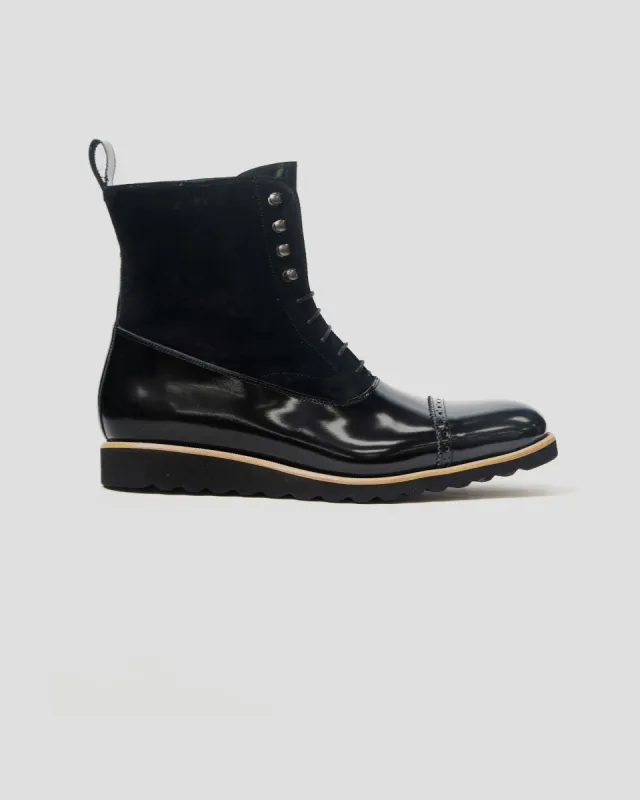 SG Logan High Top Boots V1 – Triple Black + Caramel sold by Southern Gents