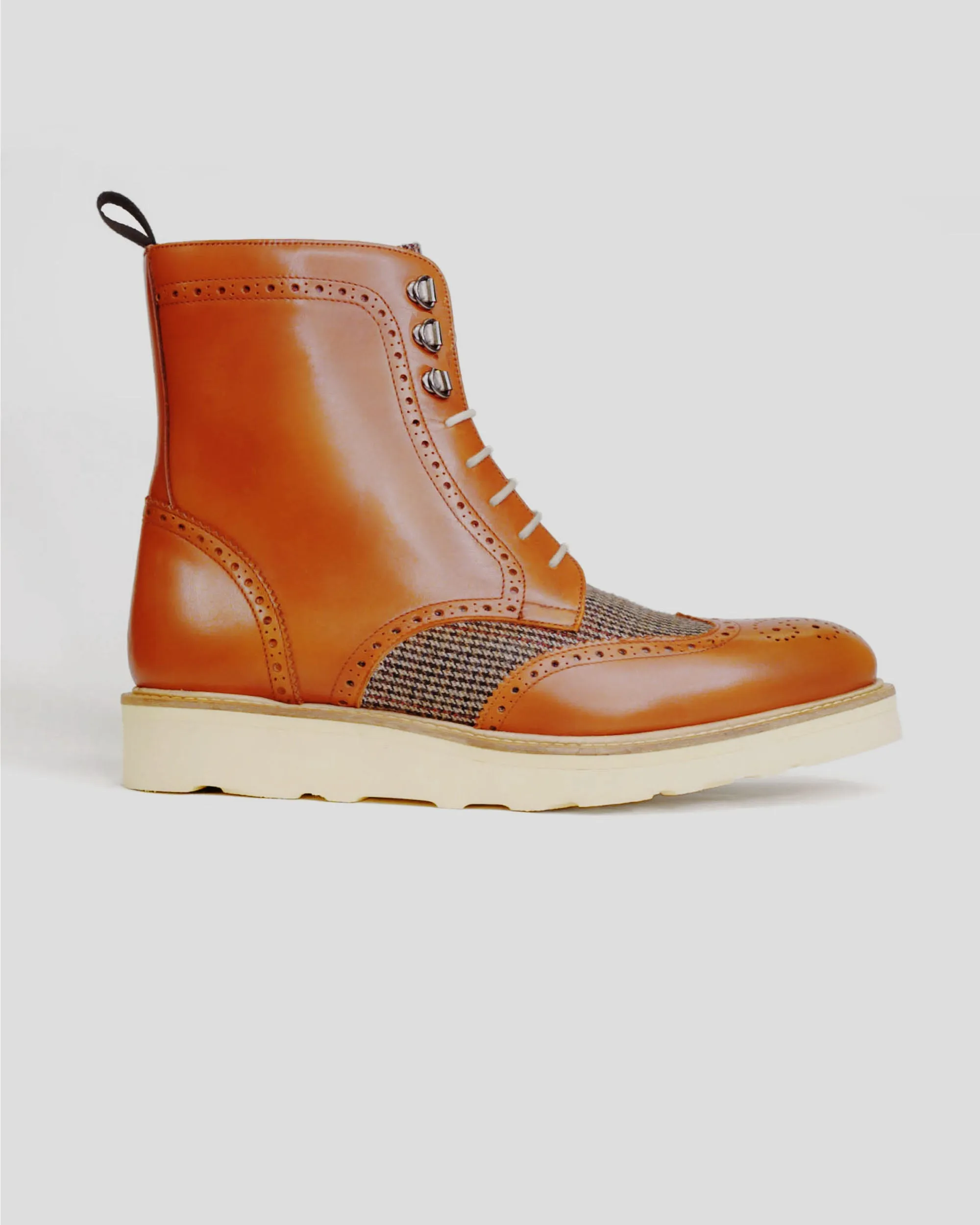 Southern Gents Rogue Sport Wingtip Boots V2 – Cognac + Tweed sold by Southern Gents