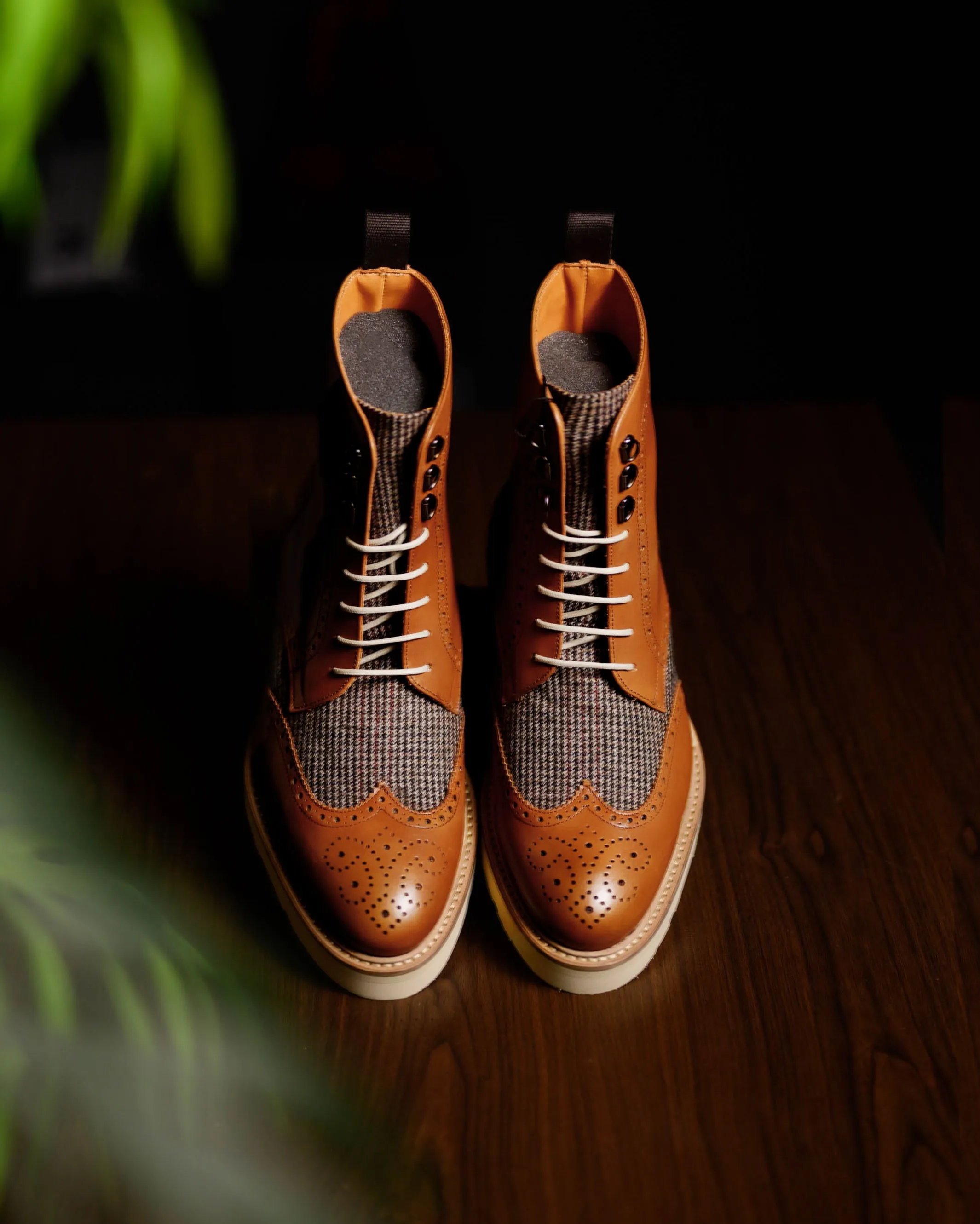 Southern Gents Rogue Sport Wingtip Boots V2 – Cognac + Tweed sold by Southern Gents product image thumbnail 2