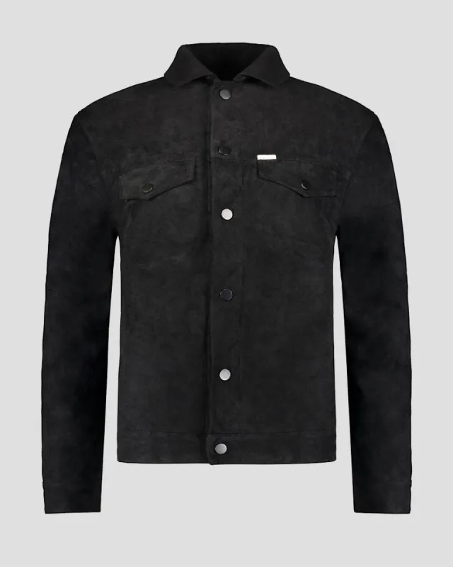SG Vegan Suede Trucker Jacket - Black sold by Southern Gents