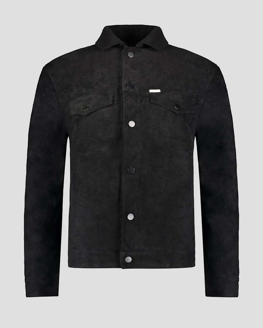 SG Vegan Suede Trucker Jacket - Black sold by Southern Gents