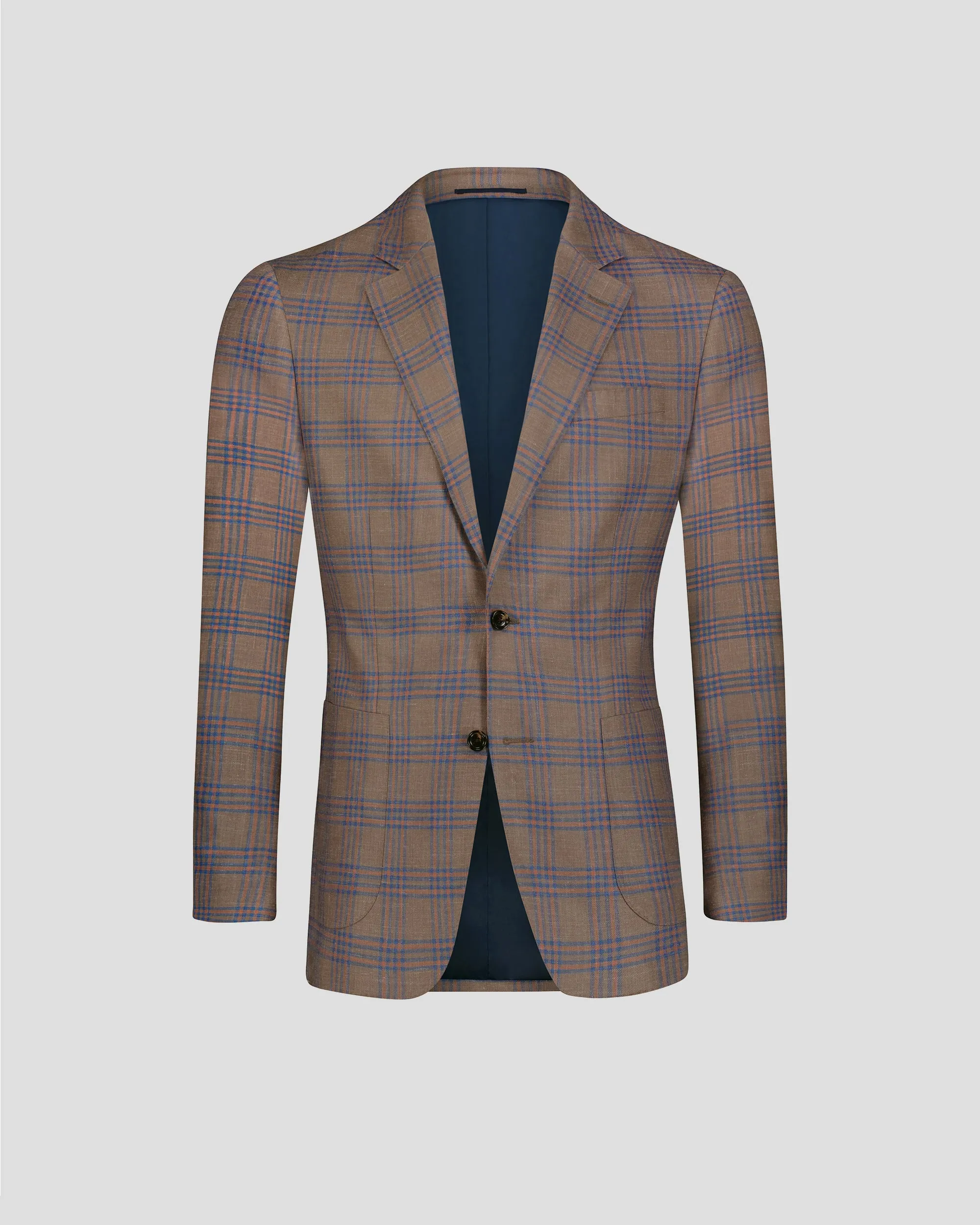 SG Single Breasted Blazer – Khaki + Orange Plaid sold by Southern Gents