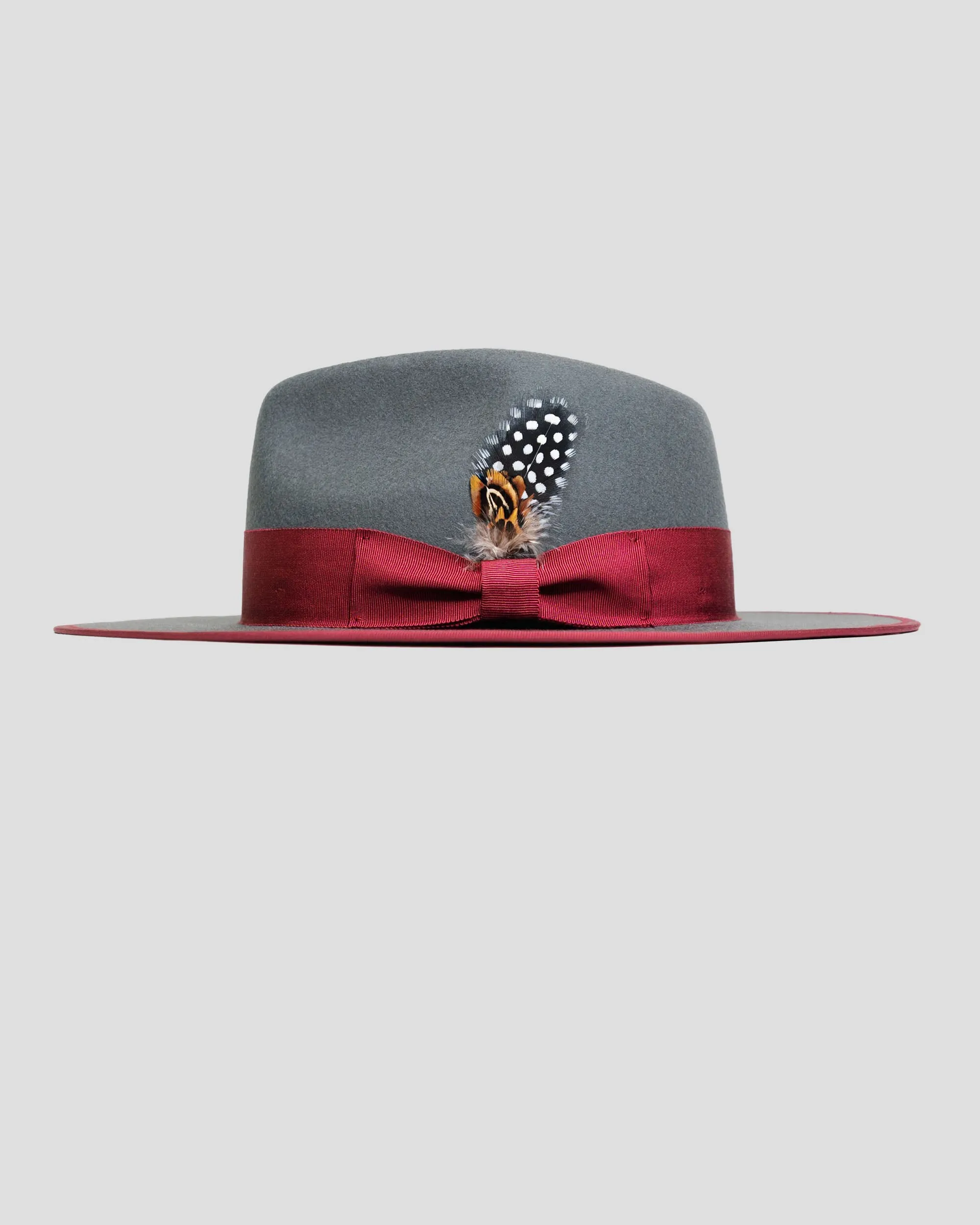 Southern Gents Ferguson Fedora Hat - Slate + Burgundy sold by Southern Gents