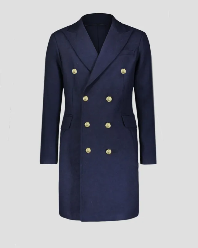 SG Men's Anniversary V Double Breasted Topcoat – Navy + Gold sold by Southern Gents