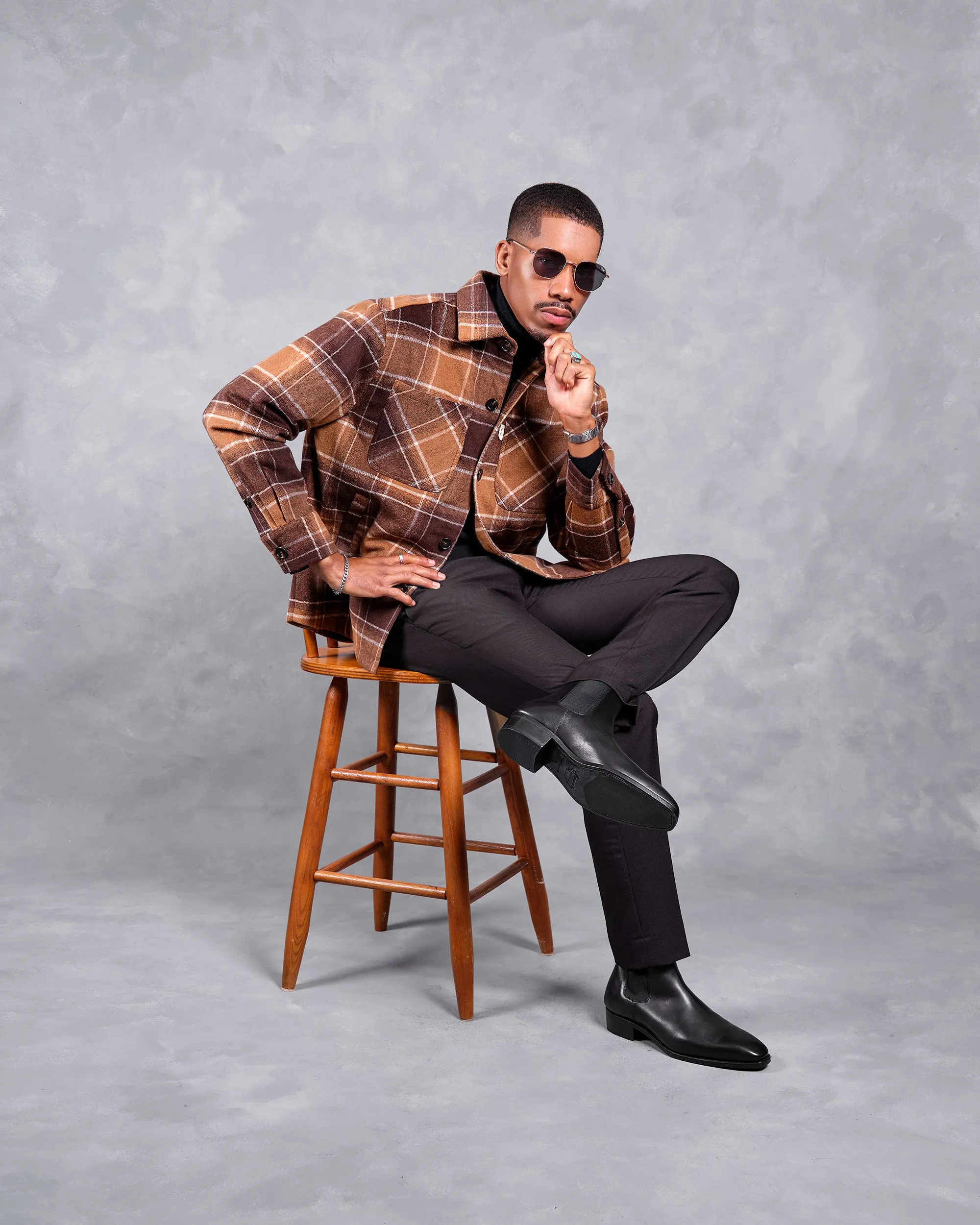 SG Quilted Shirt Jacket - Brown Plaid sold by Southern Gents product image thumbnail 2