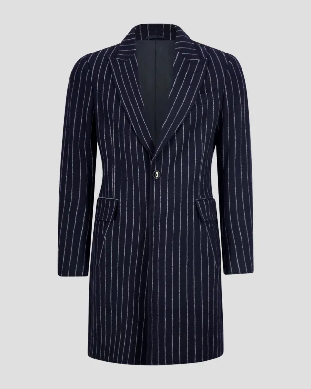 SG Men's Anniversary V Single Breasted Topcoat –  Navy Pinstripe sold by Southern Gents