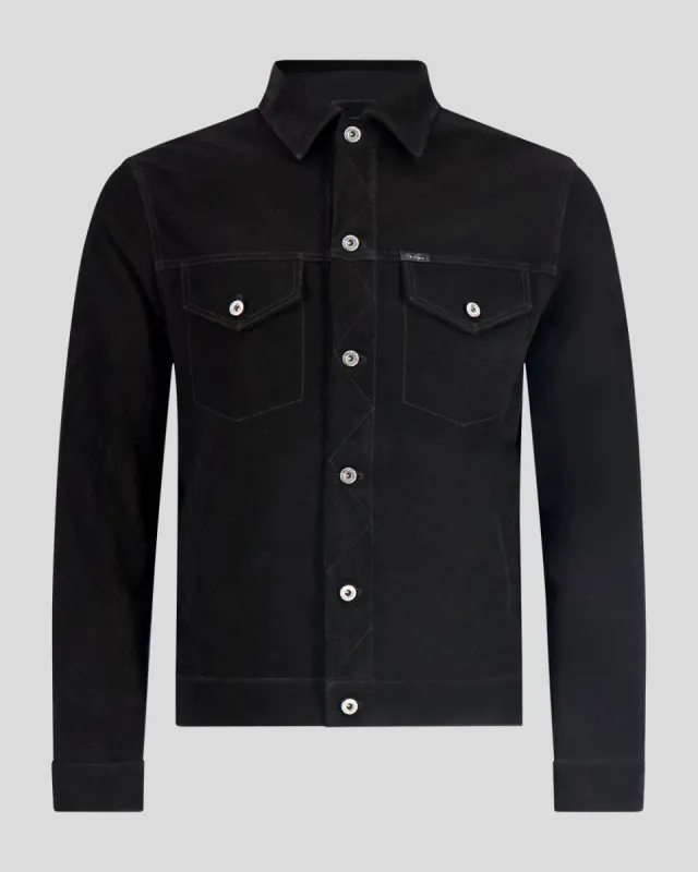 SG Genuine Suede Trucker Jacket - Black sold by Southern Gents