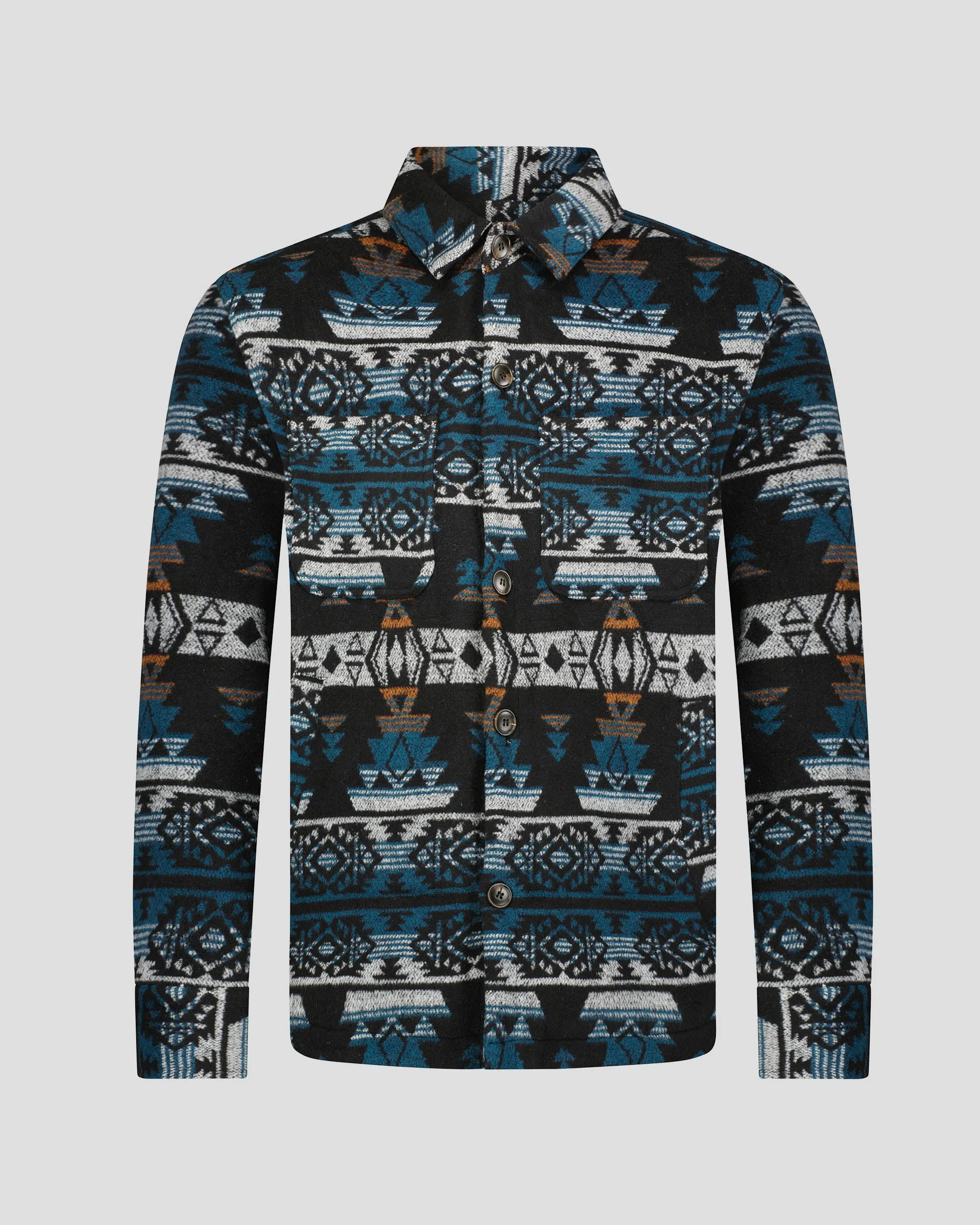 SG Quilted Aztec Shirt Jacket - Black + Teal sold by Southern Gents
