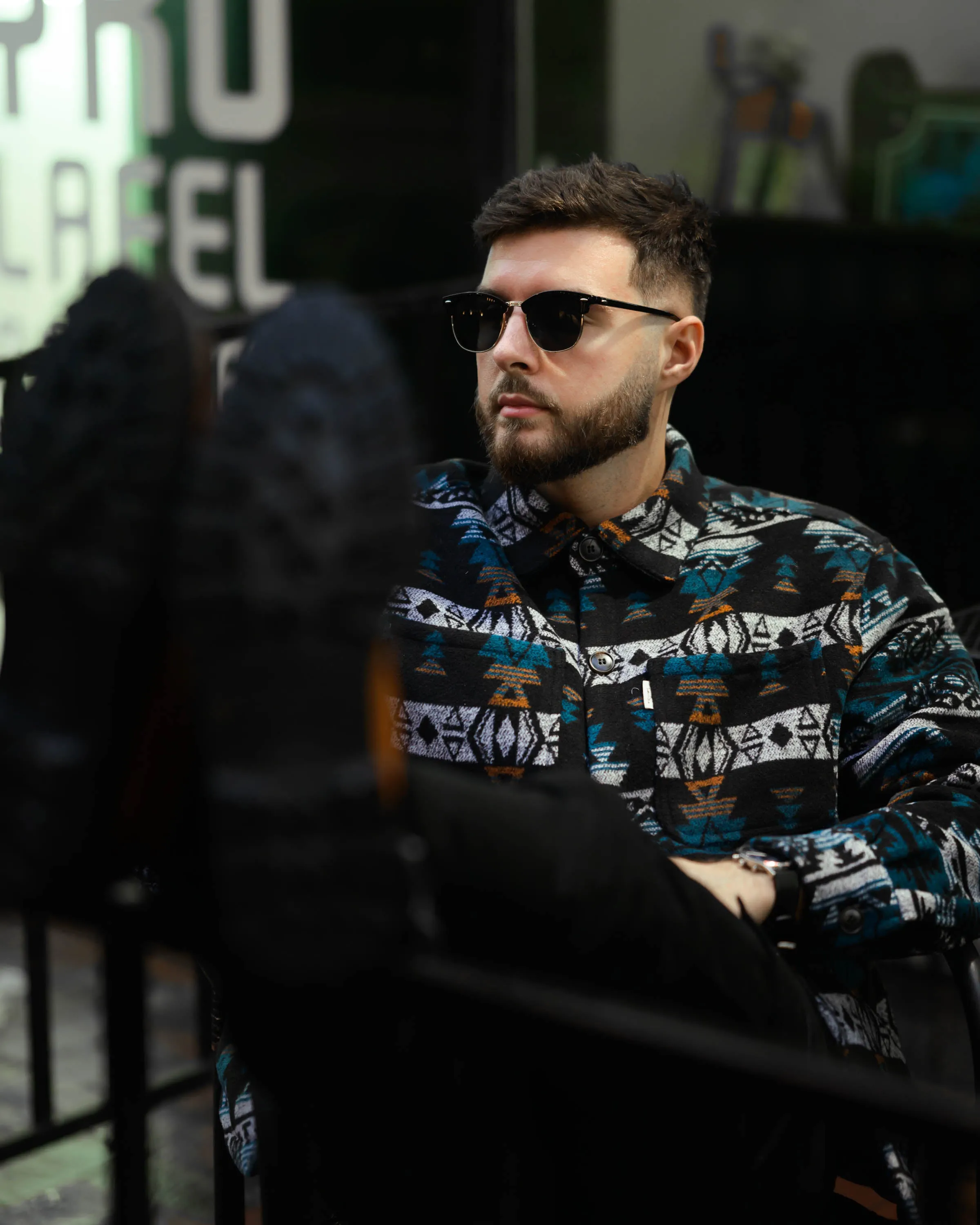 SG Quilted Aztec Shirt Jacket - Black + Teal sold by Southern Gents product image thumbnail 2