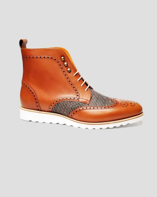 SG Rogue Sport Wingtip Boots V1 – Cognac + Tweed sold by Southern Gents