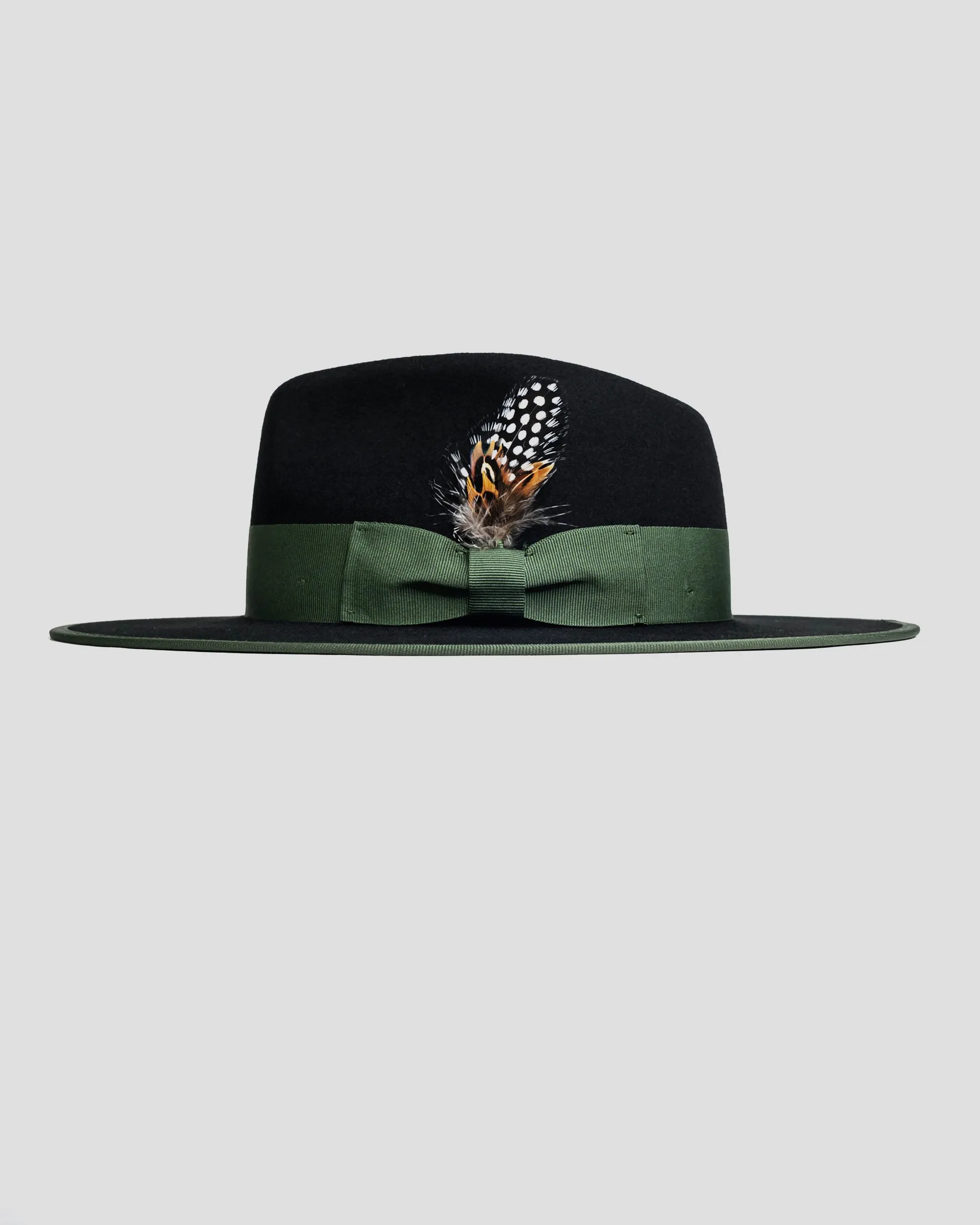 Southern Gents Ferguson Fedora Hat - Black + Green sold by Southern Gents