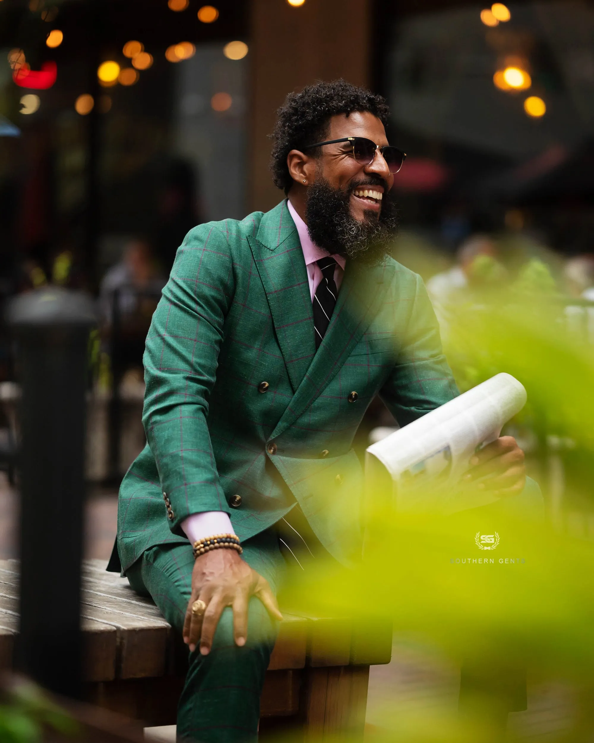 Southern Gents Double Breasted Blazer – Green Window Pane sold by Southern Gents product image thumbnail 2