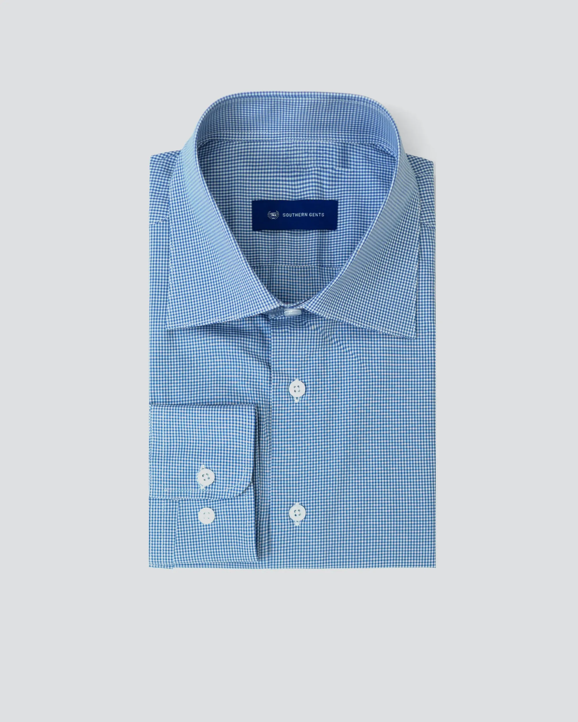 Southern Gents 'Perfect Spread' Dress Shirt - Microcheck Blue sold by Southern Gents
