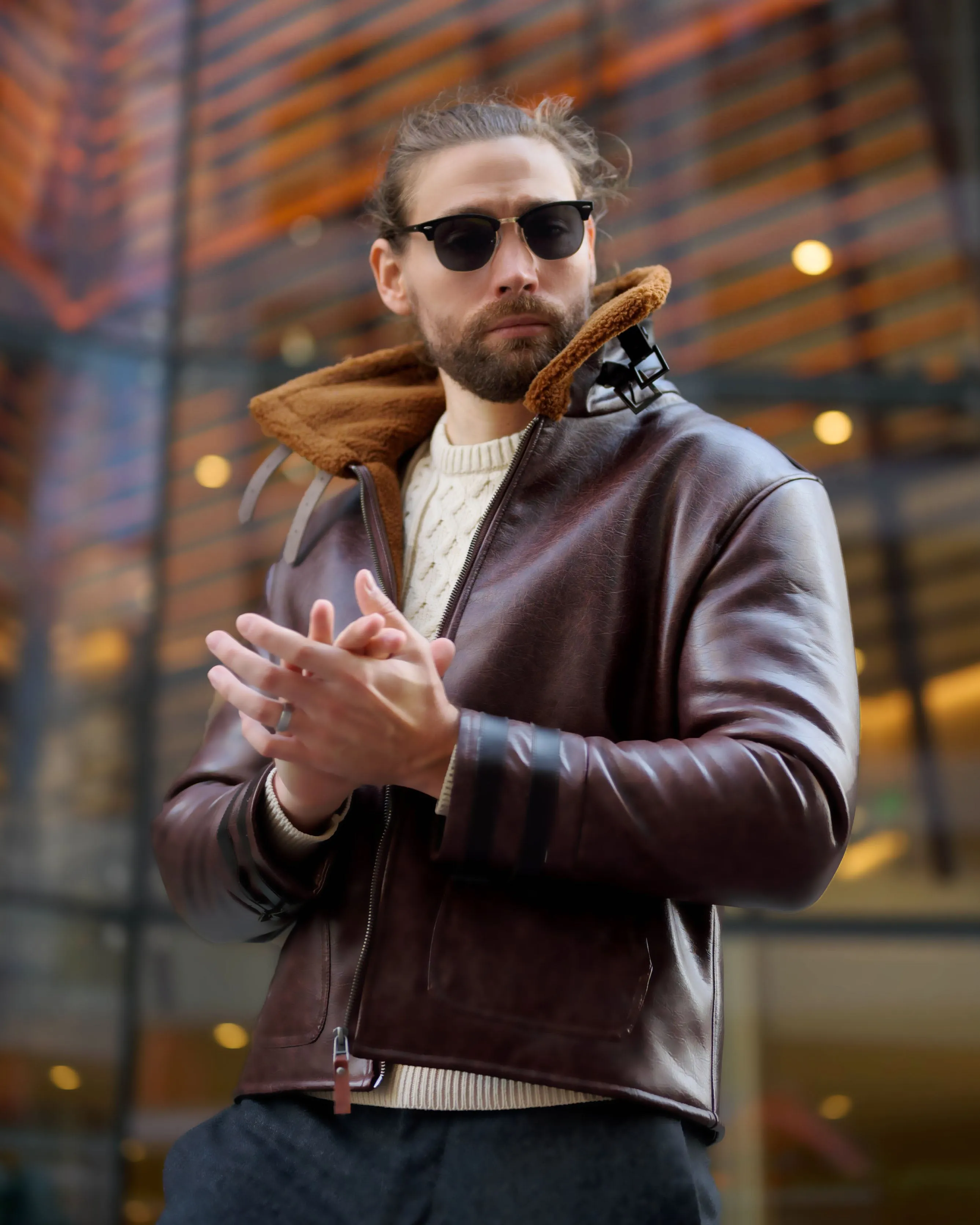 SG Shearling Aviator Jacket V2 - Brown sold by Southern Gents product image thumbnail 2