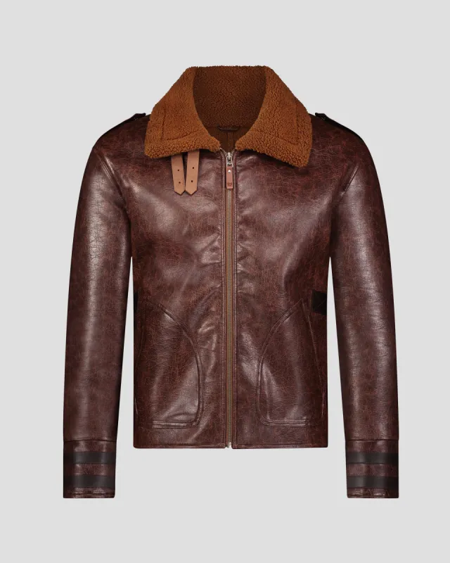 SG Shearling Aviator Jacket V2 - Brown sold by Southern Gents