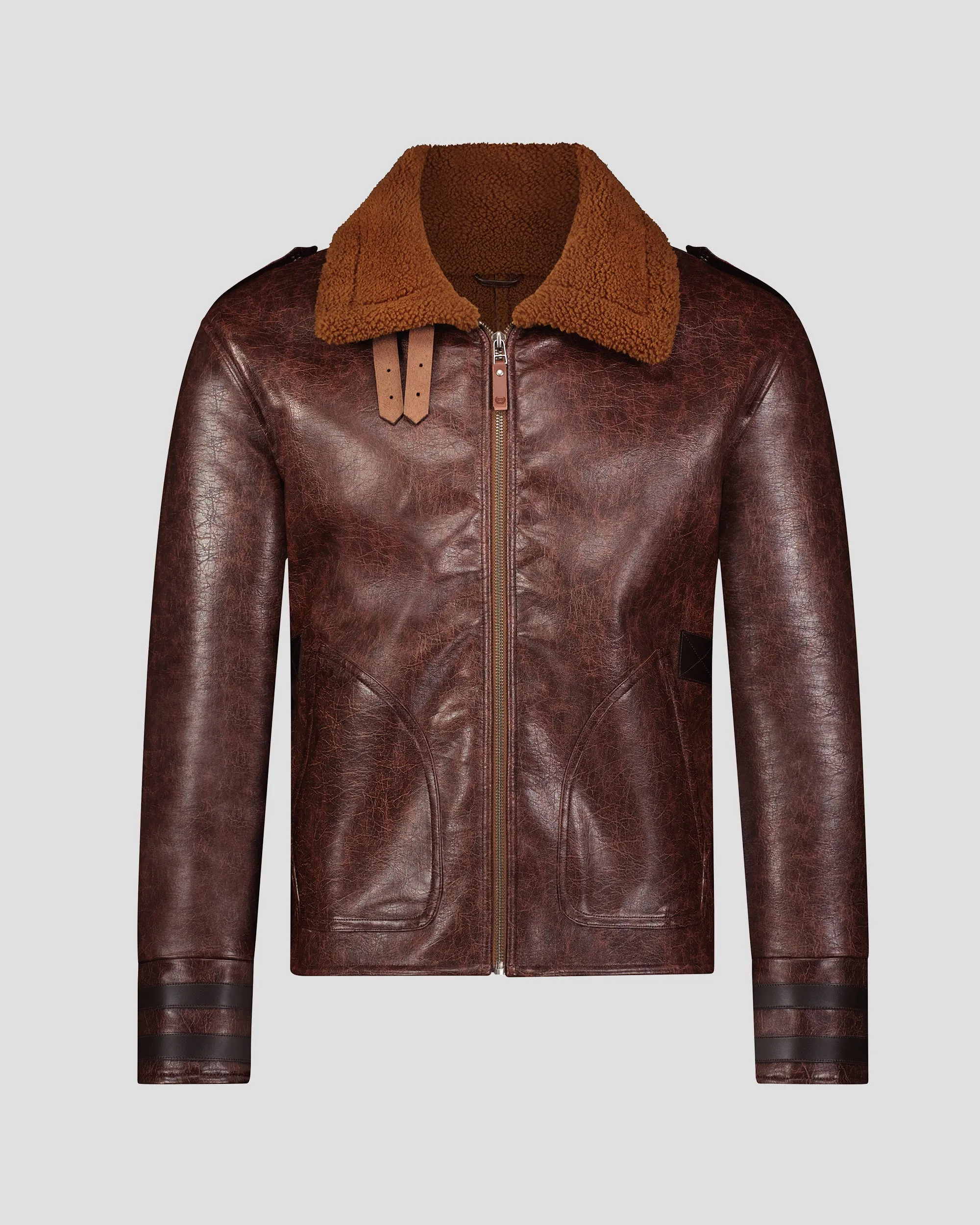 SG Shearling Aviator Jacket V2 - Brown sold by Southern Gents