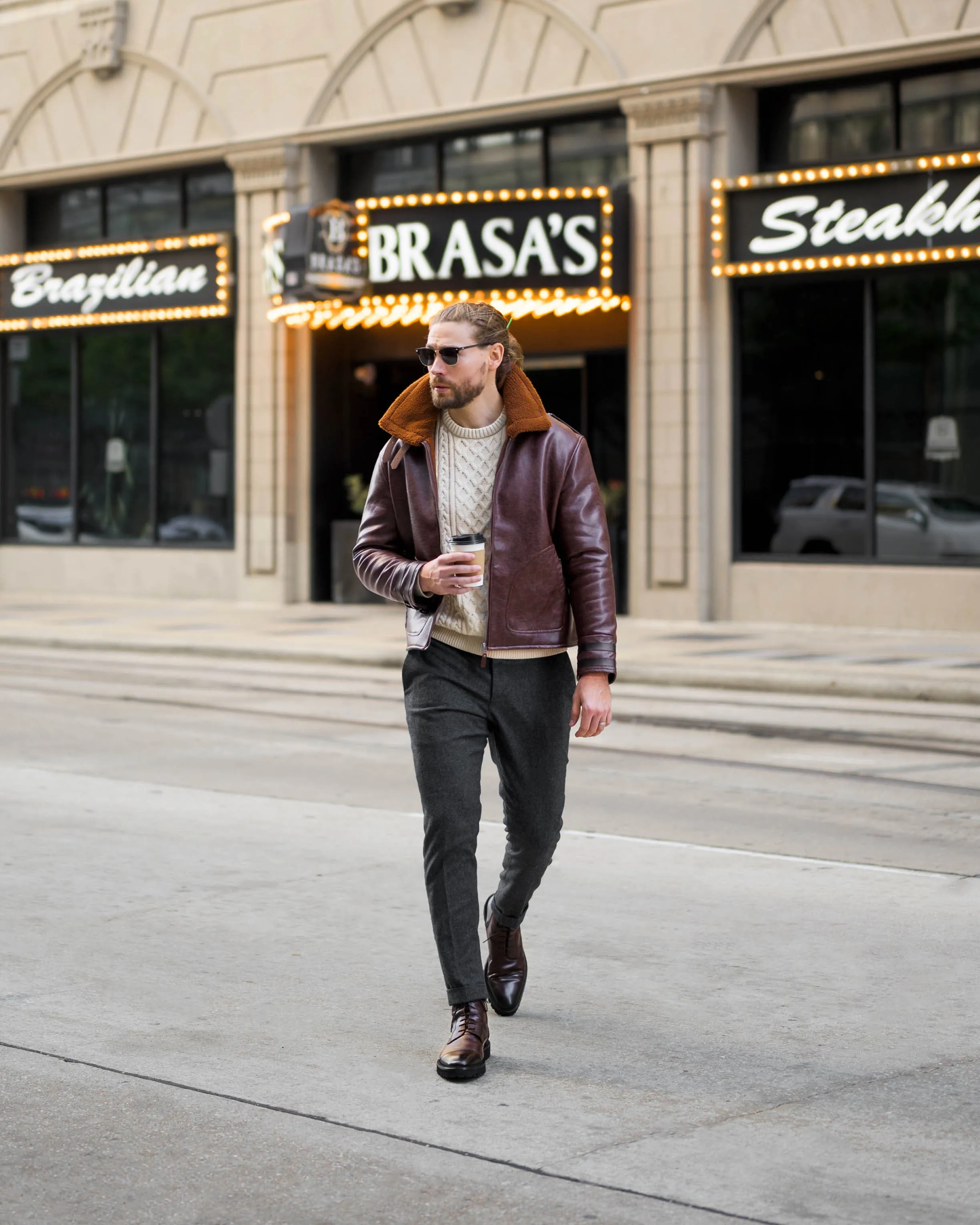 SG Shearling Aviator Jacket V2 - Brown sold by Southern Gents product image thumbnail 3