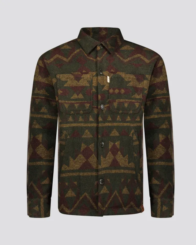 SG Quilted Aztec Shirt Jacket - Military Green + Mustard sold by Southern Gents