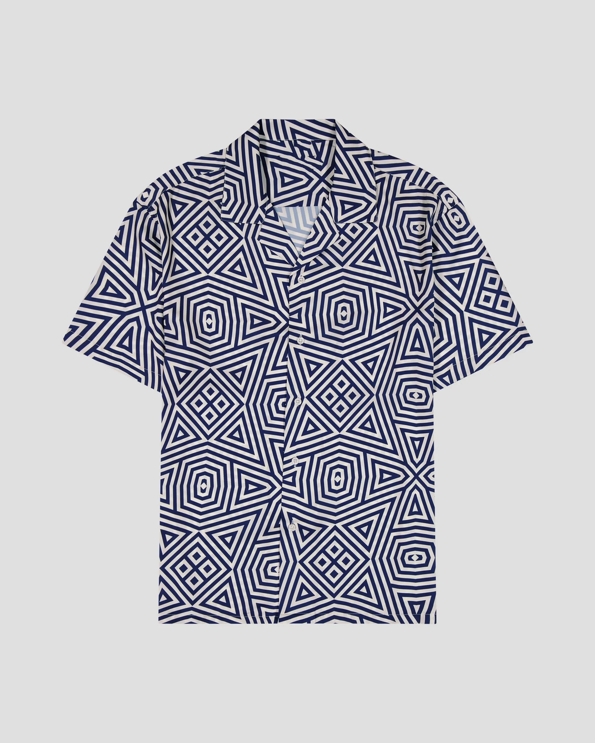 SG Camp Collar Shirt - Geometric Stars - Navy sold by Southern Gents