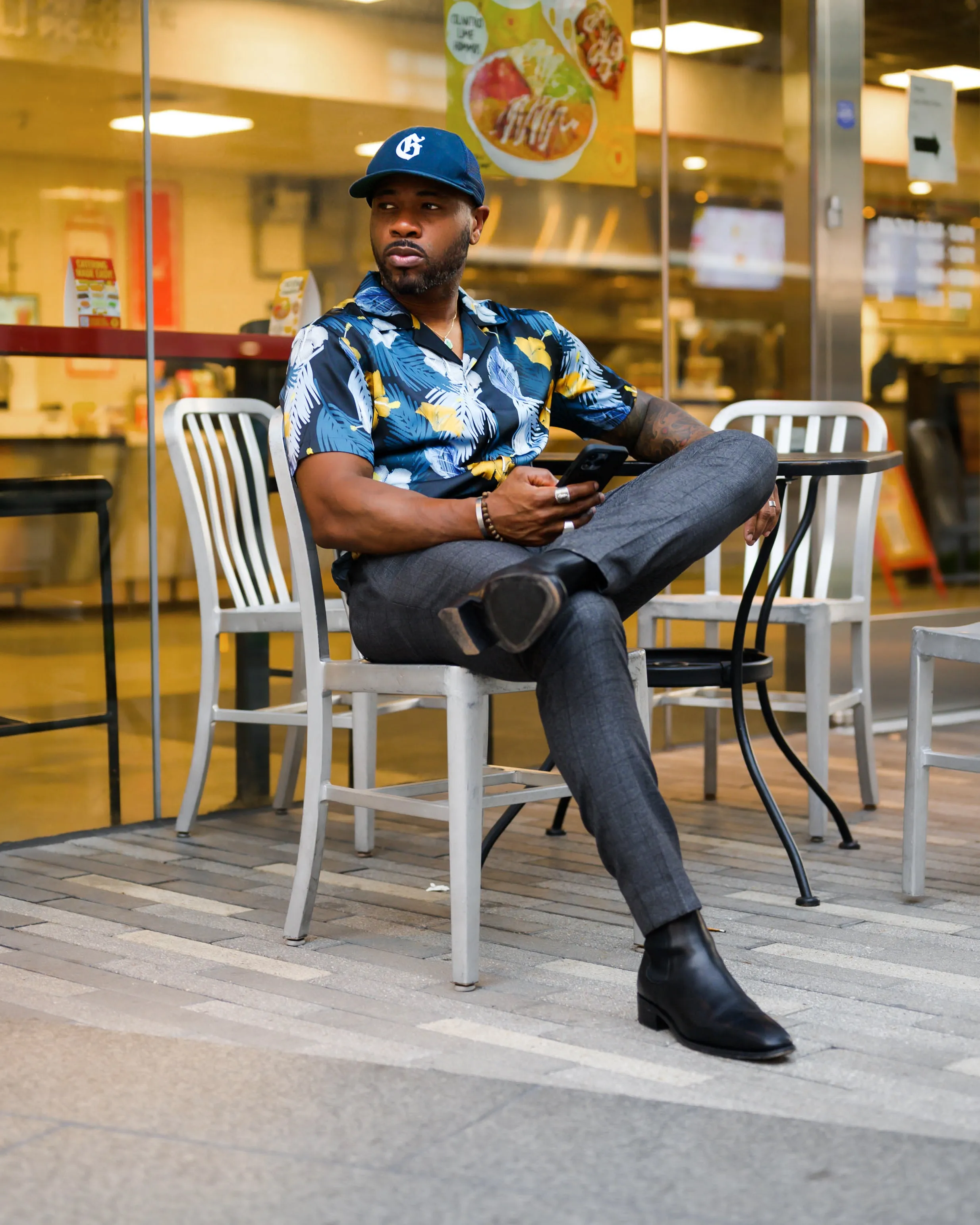 SG Camp Collar Shirt - Navy Hibiscus sold by Southern Gents product image thumbnail 2