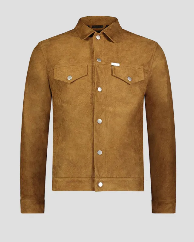 SG Vegan Suede Trucker Jacket - Rust sold by Southern Gents
