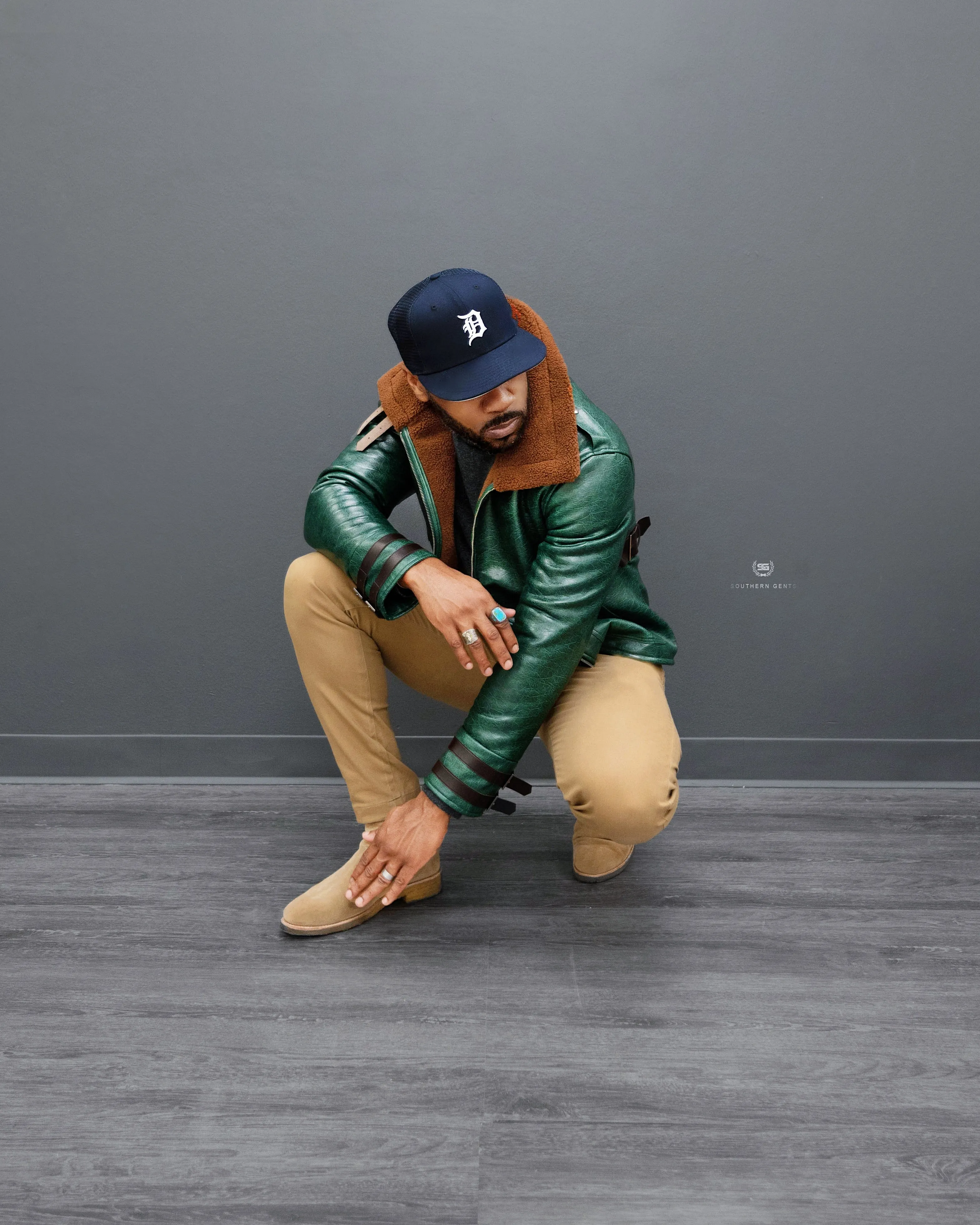 SG Shearling Aviator Jacket V2 - Forest Green sold by Southern Gents product image thumbnail 3