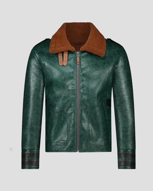 SG Shearling Aviator Jacket V2 - Forest Green sold by Southern Gents