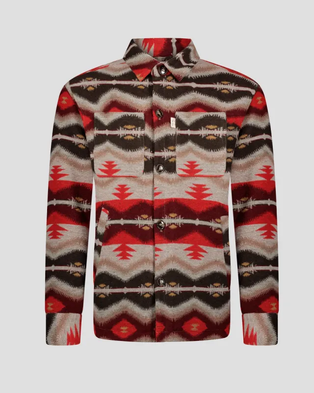 SG Quilted Aztec Shirt Jacket - Burgundy + Brown sold by Southern Gents