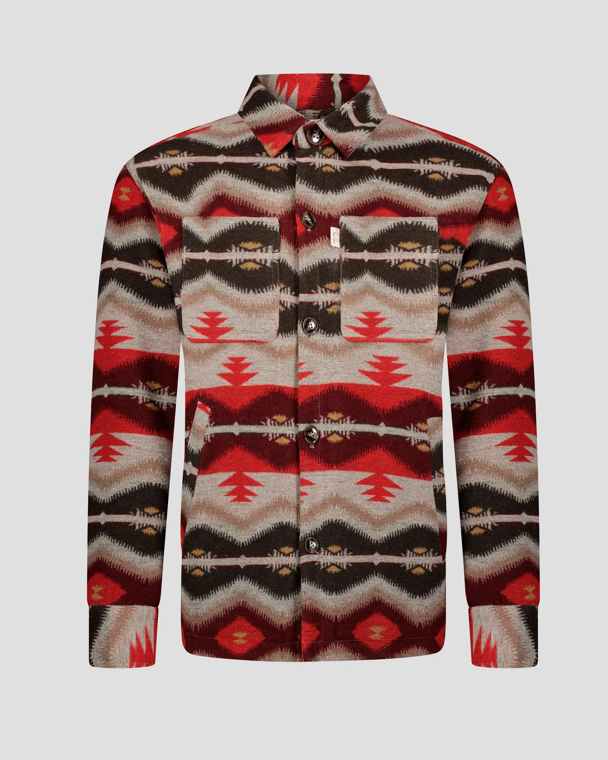 Southern Gents Quilted Aztec Shirt Jacket - Burgundy + Brown sold by Southern Gents